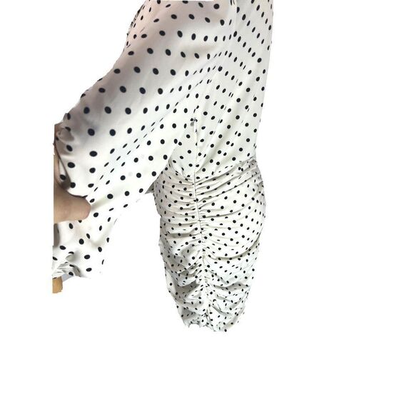 Zara White Black Polka Dot Mini Dress Ruched Draped Size XS Sexy - Picture 5 of 16